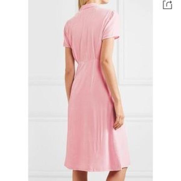 HVN 'Morgan' Blush Pink Silk Velvet Midi Dress US 4 NWT $795 - Picture 2 of 11